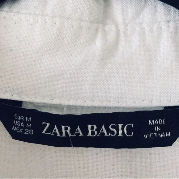 Zara Basic White Oversized Button-Down Boyfriend Shirt With Zara Logo Size US M - Picture 3 of 11
